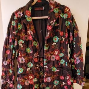 Johnny Was Embroidered Brown Coat